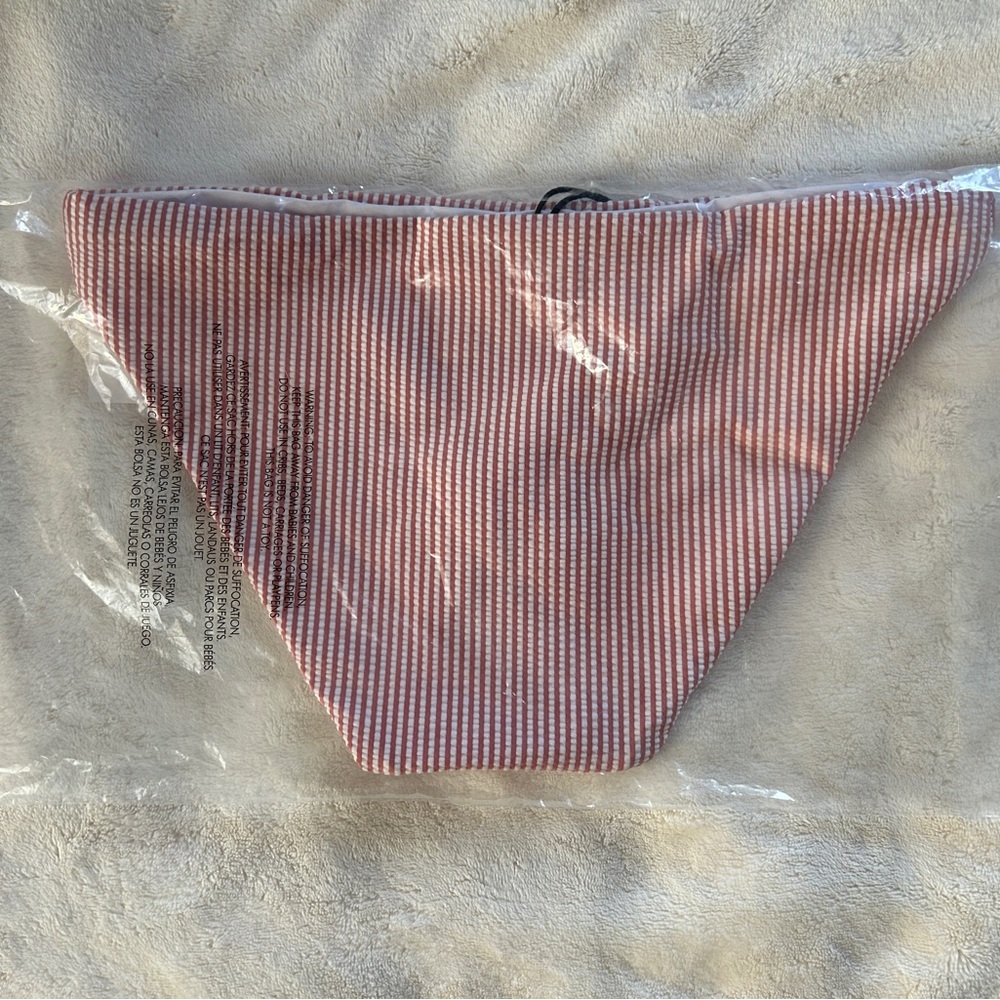 Onia Lily Seersucker Red and White Striped Bikini Bottom Sz S - Picture 3 of 5